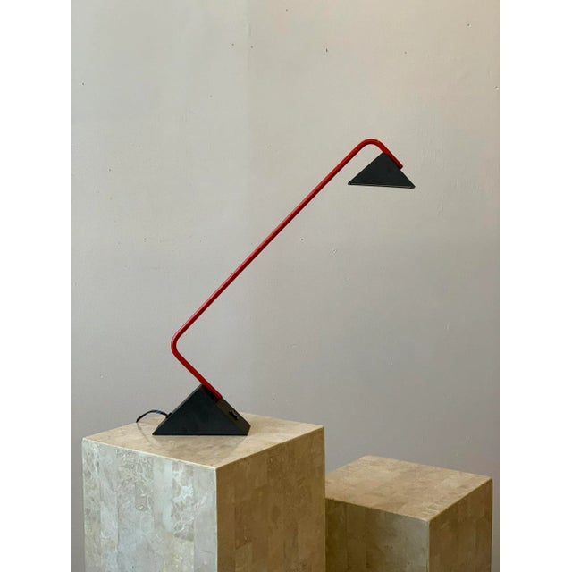 Vintage Postmodern Disegno Italia Red Enameled Metal + Molded Plastic Angy Table Lamp, Circa 1970s For Sale - Image 13 of 13