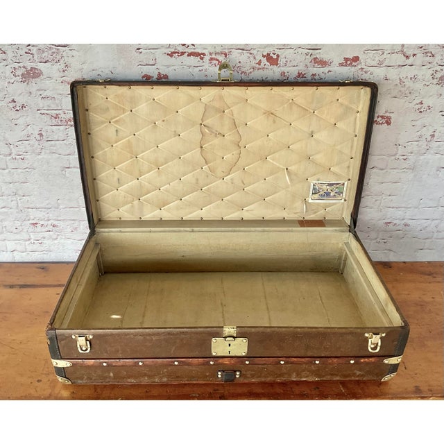 Vintage Louis Vuitton Cabin Steamer Trunk, Leather & Wood, France For Sale In Tampa - Image 6 of 16