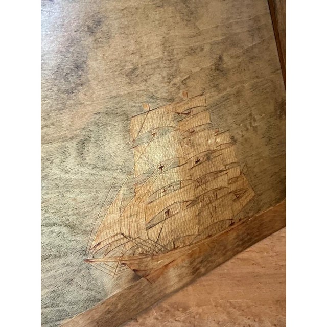 Vintage Wood Lampshade With Ship Carving For Sale - Image 9 of 12