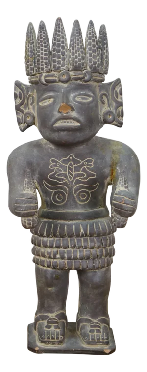 Vintage Terracotta Pottery Mayan God Maize Corn Sculpture Statue 19"