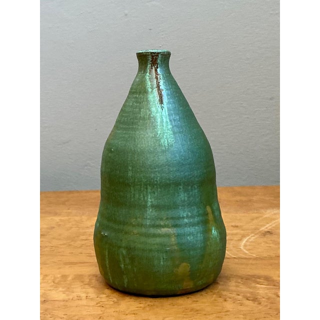 Vintage Green Glazed Studio Pottery Vase For Sale - Image 18 of 18