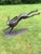Brown Large Cast Bronze Running Hare Garden Sculpture For Sale - Image 8 of 12