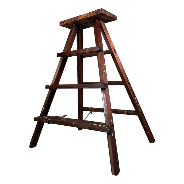 Japanese Minimalist Decorative Wooden Step Ladder, 1950s For Sale