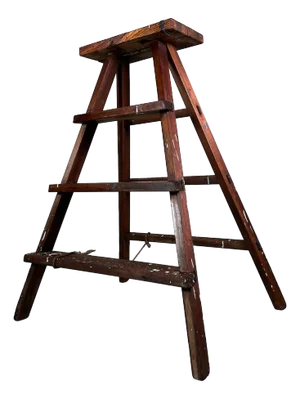 Japanese Minimalist Decorative Wooden Step Ladder, 1950s