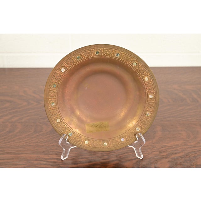 Tiffany Studios New York Bronze Doré Bowl With Abalone Inlay For Sale - Image 11 of 11