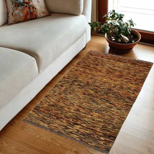 With strict standards of craftsmanship and quality of materials used this modern inspired hand knotted Gabbeh rug is a...
