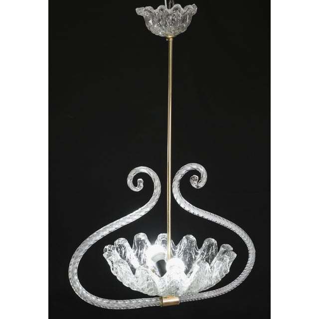 Glass Charming Art Deco Pendant Chandelier by Ercole Barovier, 1940s For Sale - Image 7 of 14