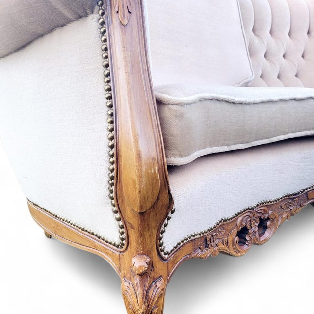 French Louis Philippe Rococo Style Hand-Carved Settee Sofa, Mid-19th Century For Sale - Image 10 of 18