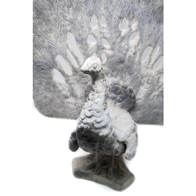 Metal Pewter Peacock Garden Statue For Sale - Image 7 of 13