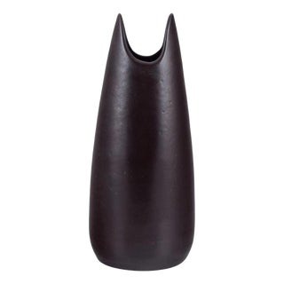 Ceramic Vase with Dark Brown Glaze by Mari Simmulson for Upsala Ekeby For Sale