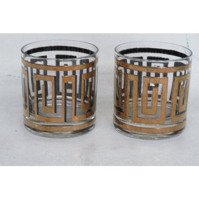 MCM Culver Barware Greek Key Barware Glasses Whiskey Cups Set of Two For Sale - Image 10 of 10