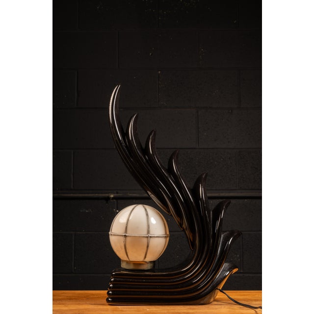 1980s C. 1980s Porcelain Art Deco Revival Lamp For Sale - Image 5 of 6