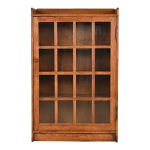 Stickley Style Mission Oak Arts and Crafts Bookcase Cabinet