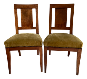 Directoire Chairs in Studded Velvet, Set of 2