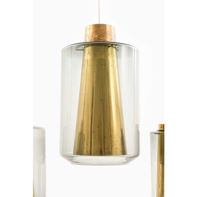 Brass and Glass Ceiling Lamps, 1950s, Set of 3 For Sale - Image 3 of 10