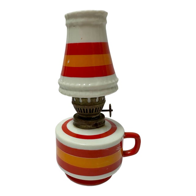 Vintage 1960s/1970s Ceramic Striped Oil Lantern For Sale