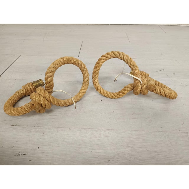 Vintage Rope Wall Sconces by Adrien Audoux & Frida Minet, 1950s, Set of 2 For Sale - Image 8 of 10