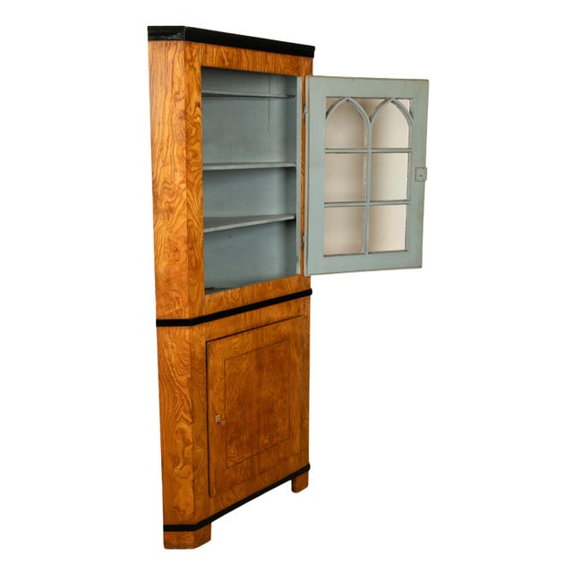 Early 19th Century Antique Austrian Figured Ash & Ebony Biedermeier Standing Corner Cabinet 1830 For Sale - Image 5 of 12