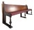 Art Deco Brasserie Bench in Oak and Burl Wood with Burgundy Imitation Leather Seat, 1930s For Sale