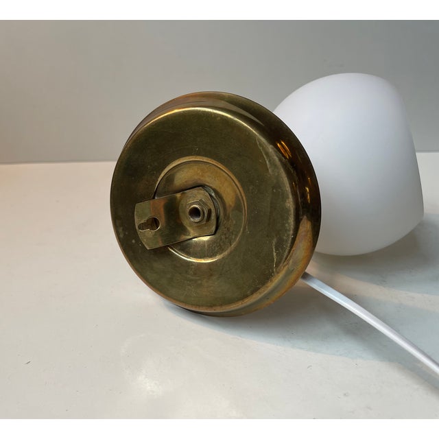 Vintage Scandinavian Brass Wall Lamp with Opaline Sphere, 1970s For Sale - Image 9 of 13