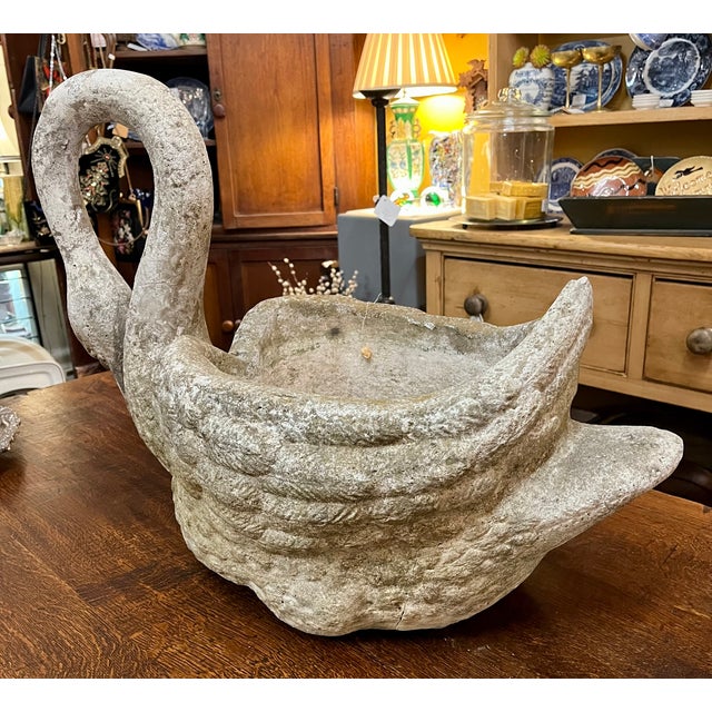 Figurative Early 1900s Antique French Concrete Swan Planter For Sale - Image 3 of 13