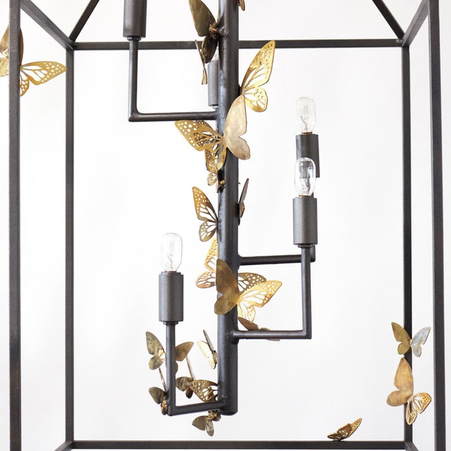 Aged Silver Monarch Butterfly Lantern For Sale - Image 9 of 9