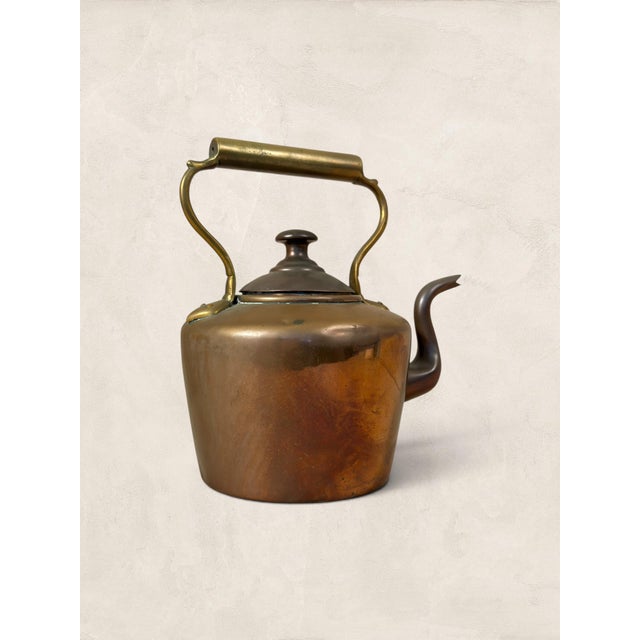 English Antique English Copper Kettle With Brass Handle Circa 1900 For Sale - Image 3 of 8