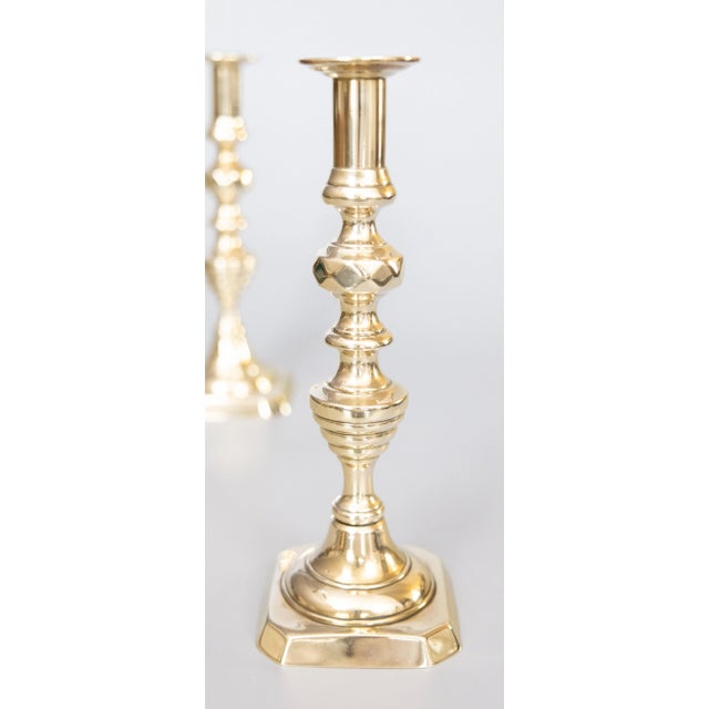 19th Century English Brass Beehive Push-Up Candlesticks - a Pair For Sale In Houston - Image 6 of 10