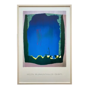 Helen Frankenthaler Vintage 1993 Abstract Expressionist Lithograph Print Framed Large Exhibition Poster " Freefall : Trial Proof " 1992