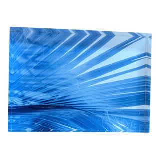 Palm, in Cyan by Paula McIntosh for PJM Photo, Acrylic Block Photograph For Sale