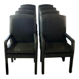 Upholstered Black Dining Chairs - Set of 8 For Sale