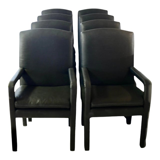 Upholstered Black Dining Chairs - Set of 8 For Sale