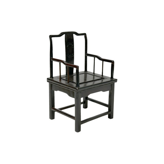 Chinese Chinese Wood Handmade Miniature Square Armchair Display Decor Art For Sale - Image 3 of 8
