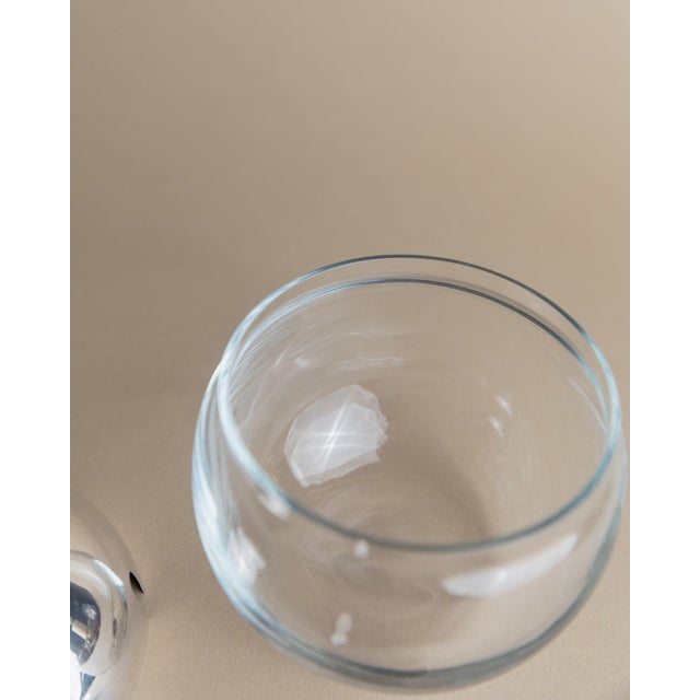 Vintage Glass Jar with Silver-Plated Apple-Shaped Lid and Spoon, England, 1950s, Set of 2 For Sale - Image 6 of 11