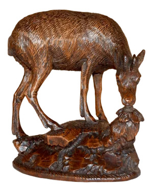 19th-C. Black Forest Carved Deer
