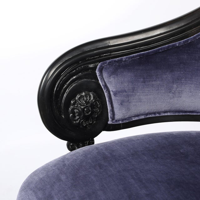 Pair of Art Deco Asymmetrical Fluted Curvilinear Ebonized Walnut Lounge Chairs For Sale - Image 11 of 18