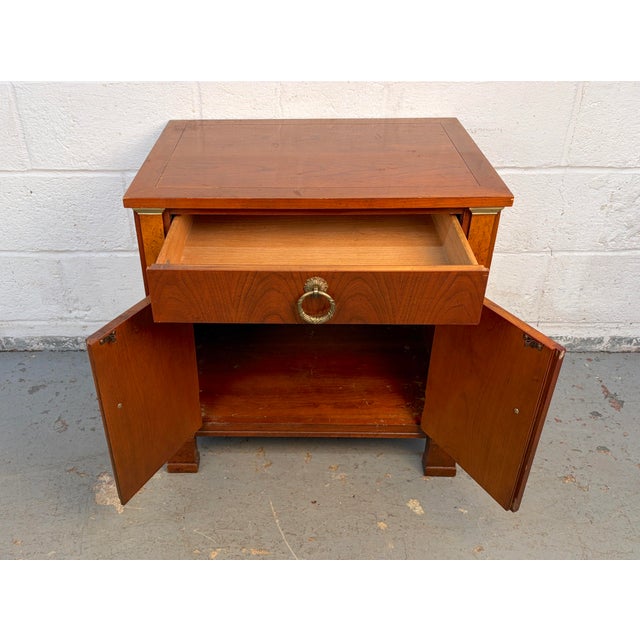 Brown Late 20th Century French Empire Style Cherry and Burled Wood Nightstand by Baker Furniture For Sale - Image 8 of 15