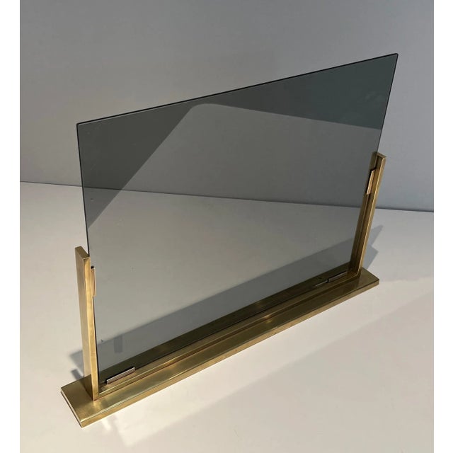 Smoked Glass and Brass Fireplace Screen Chairish