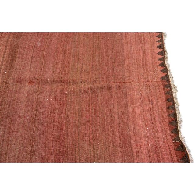 1960s Vintage Turkish Kilim Rust Handmade Solid Wool Rug For Sale In New York - Image 6 of 8