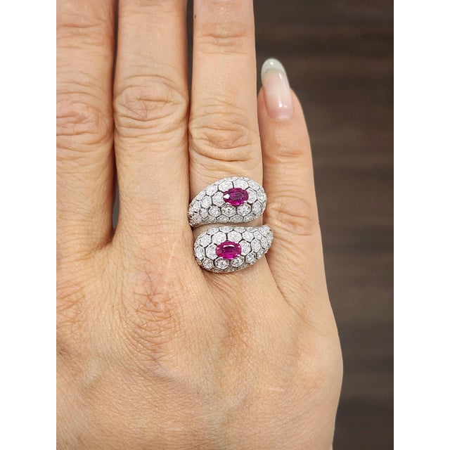 Modern 2.67 Ct Natural Ruby & Diamond Cocktail Ring, Size 6 For Sale - Image 3 of 9