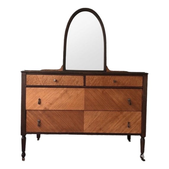 j.b. Van Sciver Co. Art Deco Sunrise Bedroom Suite, C. 1928-1932 - Mahogany Mirror Ladies Dresser For Sale