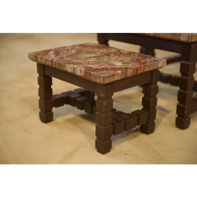 Nesting Tables with Petrified Wood Tops, 1960s, Set of 3 For Sale - Image 4 of 11
