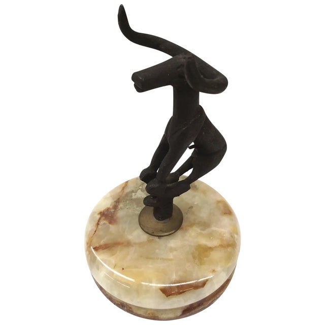 Unique Quirky Bronze Naked Bull Sitting on Onyx Platform For Sale - Image 4 of 9