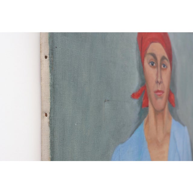 Belgian Artist, Expressionist Portrait of a Woman, 1950s, Oil on Canvas For Sale - Image 9 of 12