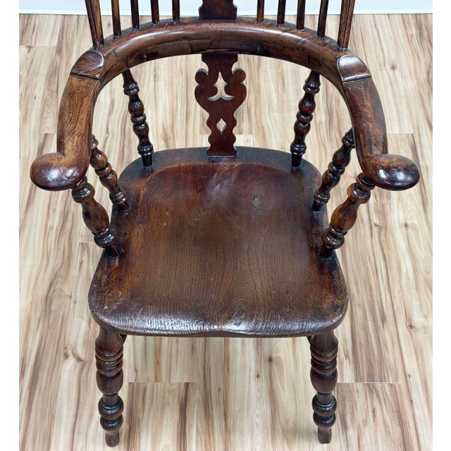 Antique Carved Wood Windsor Chair For Sale - Image 9 of 17