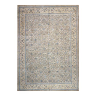 Antique Persian Sultanabad Wool 12x17 Tan, Grey & Light Blue Handmade Area Rug #1142501 For Sale
