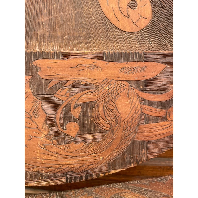 Early 19th Century Early 1800s Flemish Hand Carved Seat/Throne, Converts to Tavern Table For Sale - Image 5 of 13