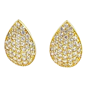 Gold-Plated Sterling Pave Cubic Zirconia Leaf Earrings - 2 Pieces