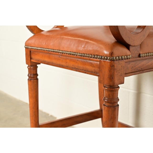 Baker Furniture English Regency Carved Walnut Bar Stools, Set of Four For Sale - Image 10 of 15