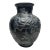Traditional Black Floral Embossed Vase in the Style Rene Lalique For Sale